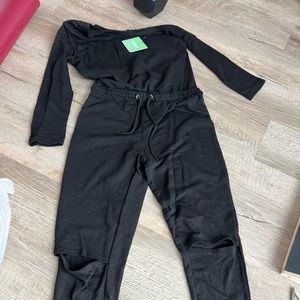 MISGUIDED off the shoulder black jumpsuit